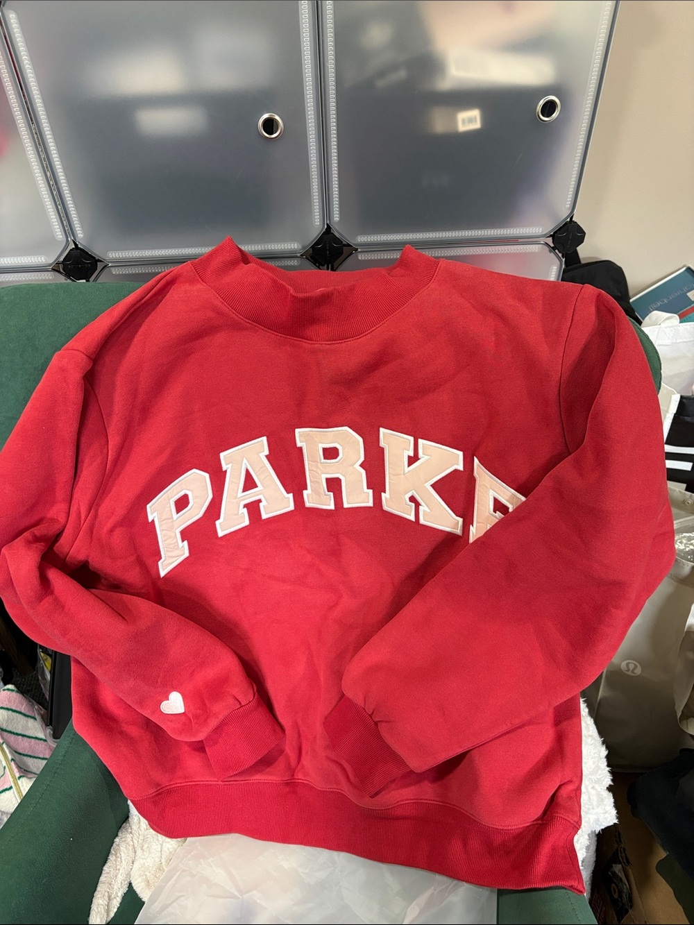 Parke mock neck valentine fleece rare sold out crimson peony